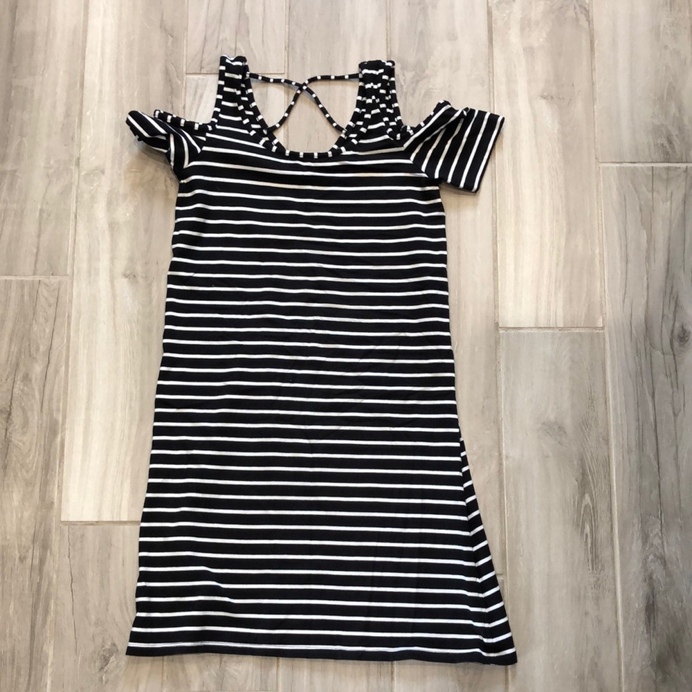 August silk cold shoulder cotton dress